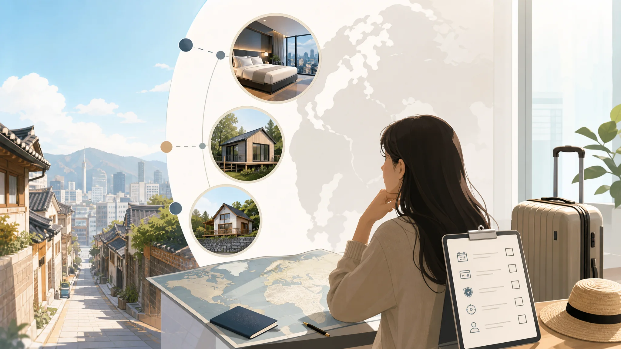한국소비자원 발표(2026-09-28) — 8月諮詢數據揭示的住宿預訂檢核要點 — AI生成的說明性編輯插圖